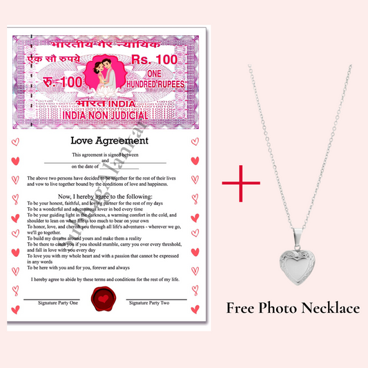Love Agreement and Free Photo Necklace - A Promise of Forever - SubhagAlankar