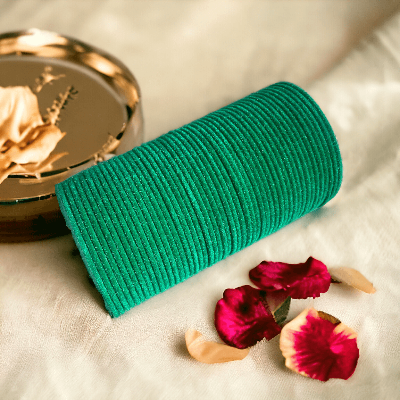 Dark Green Velvet Bangles - SubhagAlankar