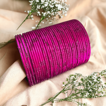 Rani Pink Sparkle Metal Bangles - SubhagAlankar
