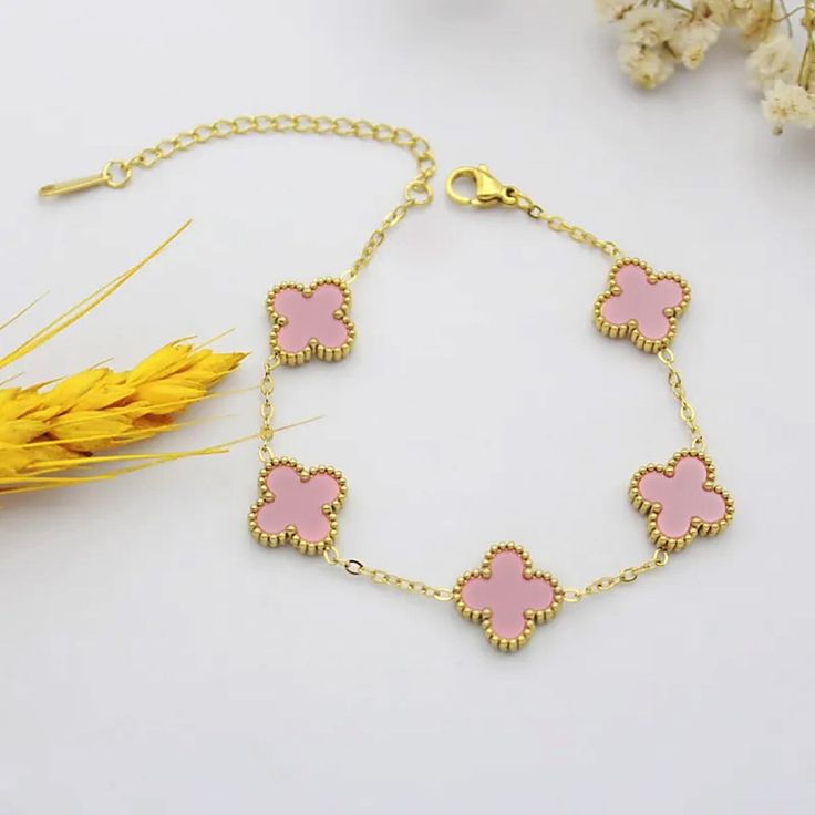 Pink Clover Bracelet