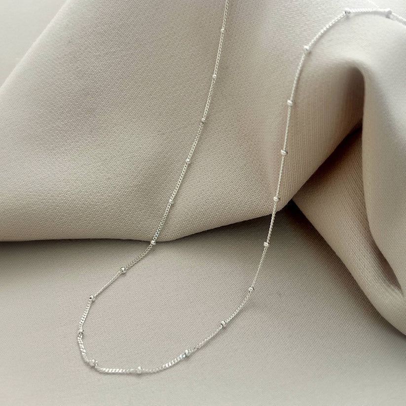 Silver Plated Beaded Chain For Women