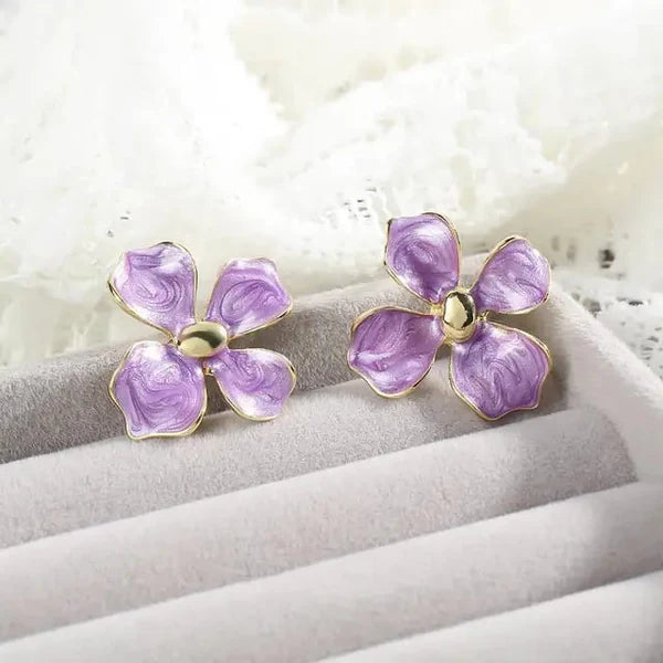 Larissa Purple Flower Stud Earring - SubhagAlankar