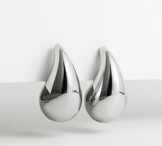 Water Drop Statement Silver Stud - SubhagAlankar