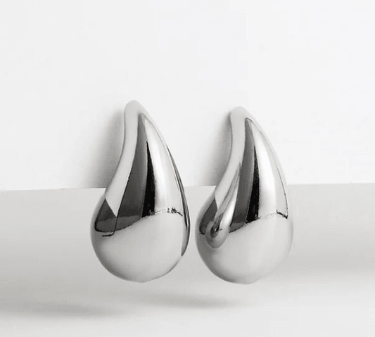 Water Drop Statement Silver Stud - SubhagAlankar