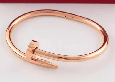 Stainless Steel Nail Rose Gold Toned Love Band Bangle Bracelet - SubhagAlankar