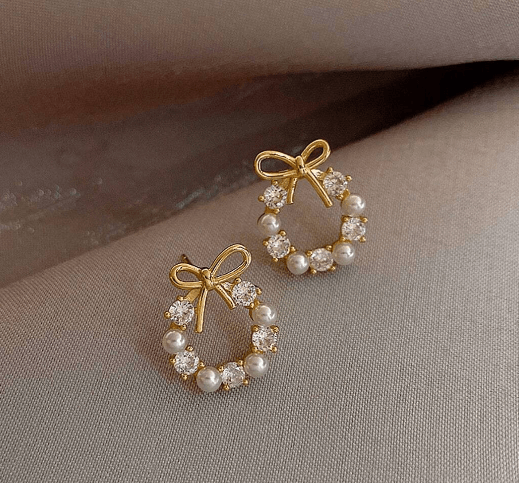 Wreath Bow Stud Earrings - SubhagAlankar