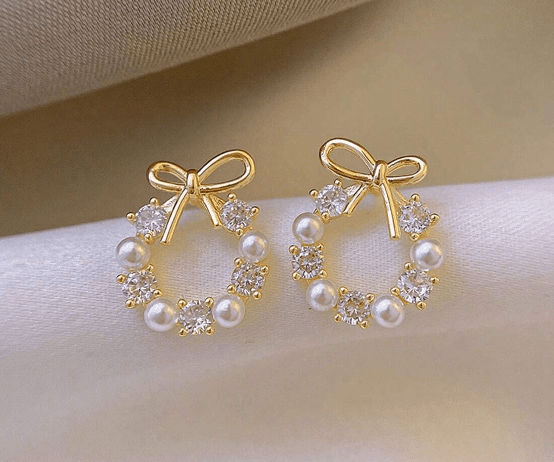 Wreath Bow Stud Earrings - SubhagAlankar