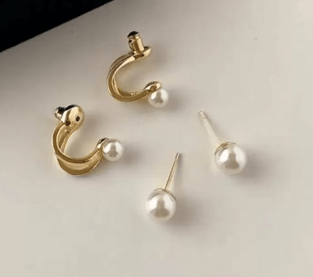 Double Pearl Ear Stud - SubhagAlankar