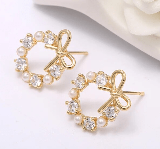 Wreath Bow Stud Earrings - SubhagAlankar