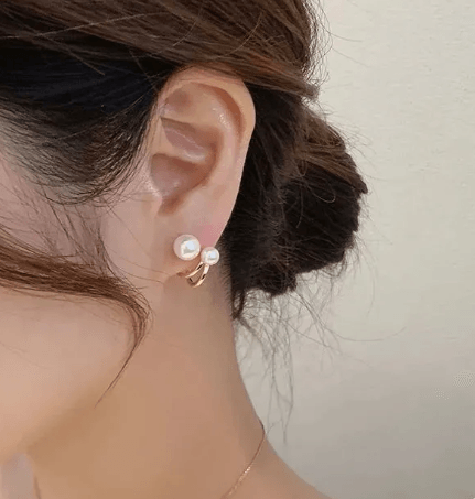 Double Pearl Ear Stud - SubhagAlankar