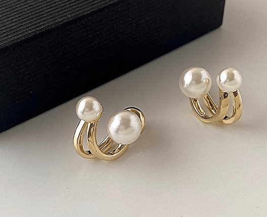 Double Pearl Ear Stud - SubhagAlankar