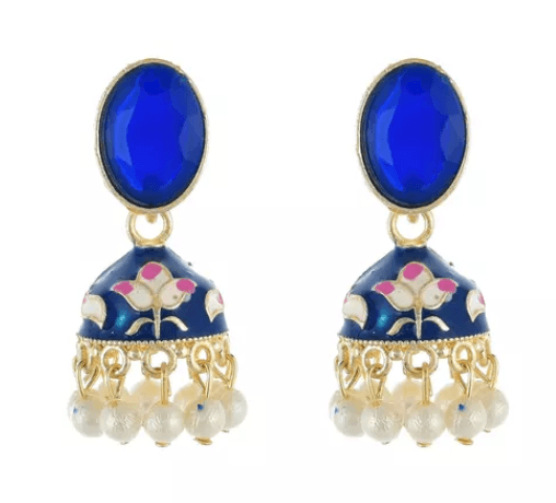 Esha DarkBlue meenakari jhumki - SubhagAlankar
