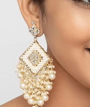 Kavya Pearl Clustered Square Dangler - SubhagAlankar