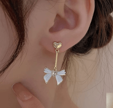Pretty White Bow Drop Earring - SubhagAlankar