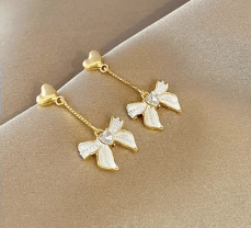 Pretty White Bow Drop Earring - SubhagAlankar