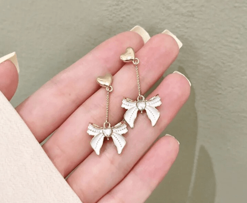 Pretty White Bow Drop Earring - SubhagAlankar