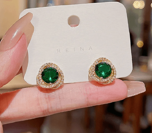 Emerald Green Zircon Stud - SubhagAlankar