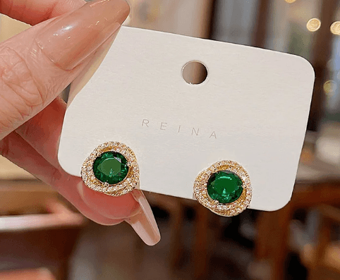 Emerald Green Zircon Stud - SubhagAlankar