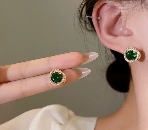 Emerald Green Zircon Stud - SubhagAlankar