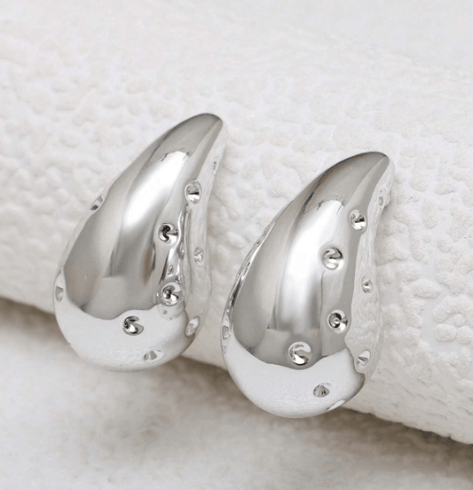 Dotted Water Drop Silver Earring - SubhagAlankar