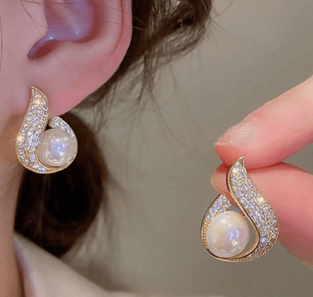 Teardrop Pearl Studs - SubhagAlankar
