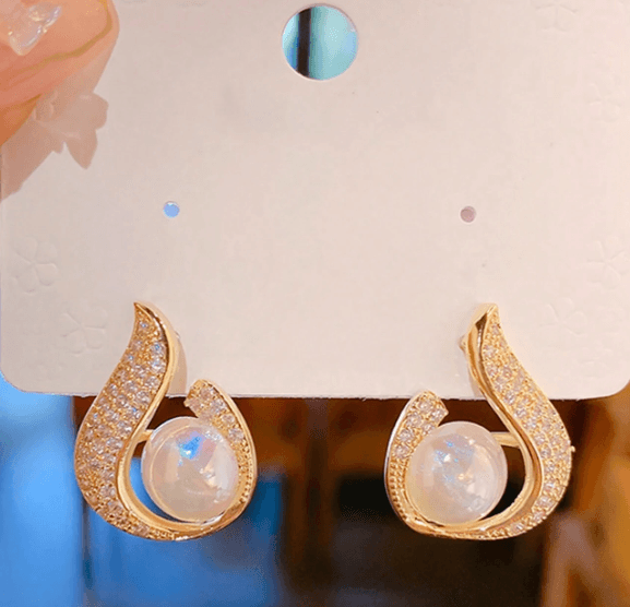 Teardrop Pearl Studs - SubhagAlankar