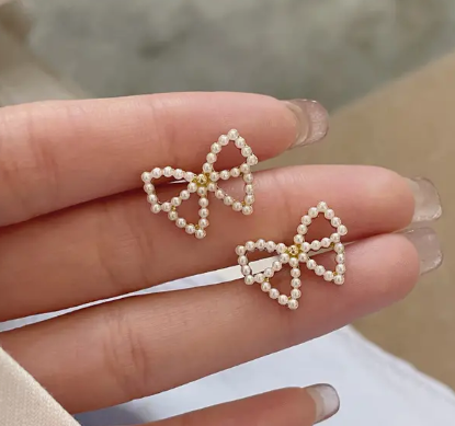 Reba's Bow Pearl Stud Earring - SubhagAlankar