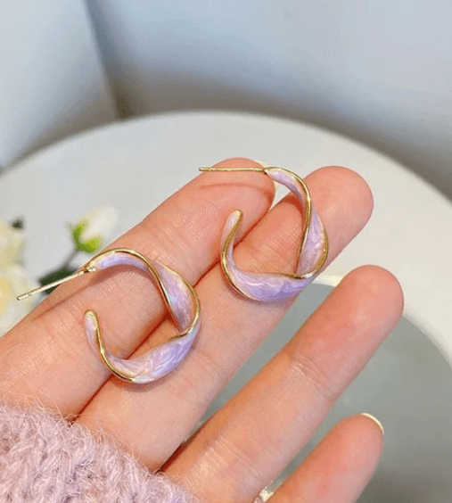 Lavender Love Twisted Hoops - SubhagAlankar