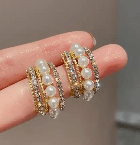 Golden Glow Pearl Hoops - SubhagAlankar