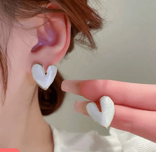 Larissa Love Heart Stud- White - SubhagAlankar