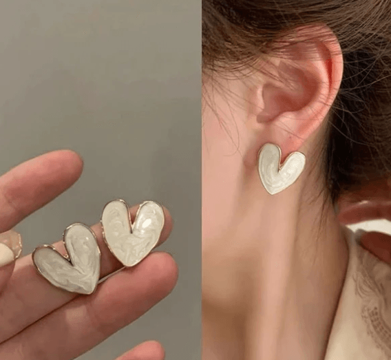 Larissa Love Heart Stud- White - SubhagAlankar