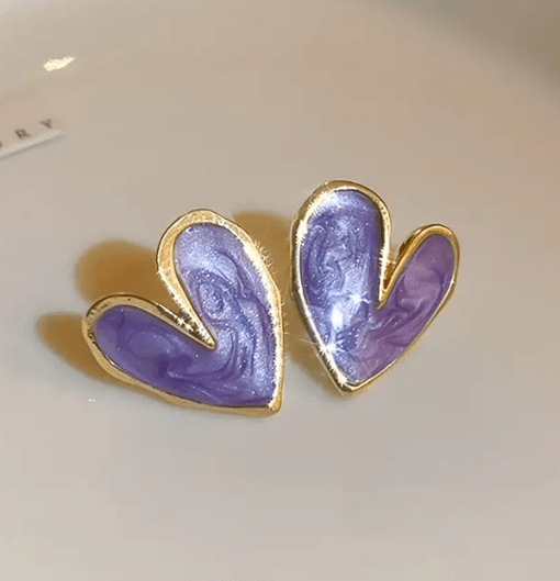 Larissa Love Heart Stud- Purple - SubhagAlankar