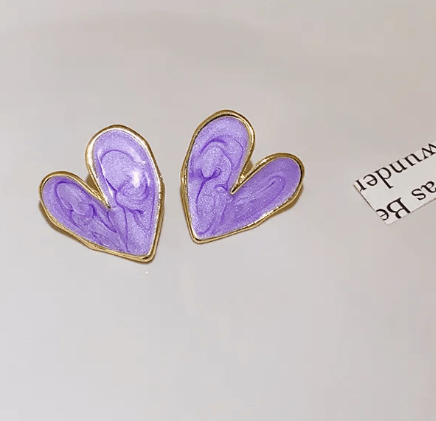 Larissa Love Heart Stud- Purple - SubhagAlankar