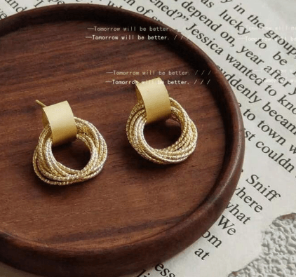 Gold Cluster Stud Earrings - SubhagAlankar