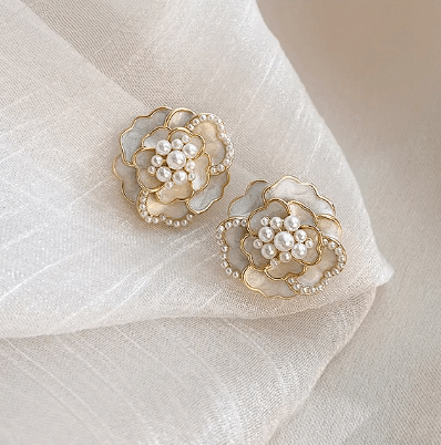 Blossom White Pearl Earrings - SubhagAlankar