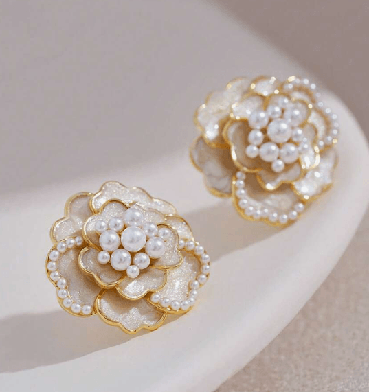 Blossom White Pearl Earrings - SubhagAlankar
