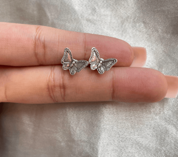 Mini Oxidized ButterFly Stud-Silver - SubhagAlankar