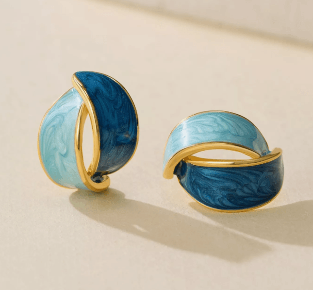Shades of Blue Petals - Stud Earrings - SubhagAlankar