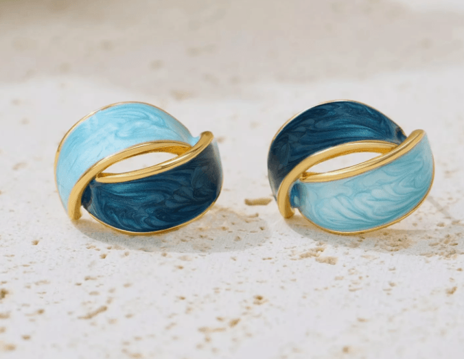 Shades of Blue Petals - Stud Earrings - SubhagAlankar