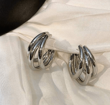 Triple Layer Hoop - Silver - SubhagAlankar
