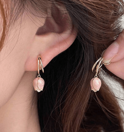 Soft Pink Tulip Earring - SubhagAlankar