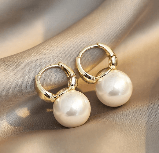 Dainty Gold Pearl Dangle Earrings - SubhagAlankar