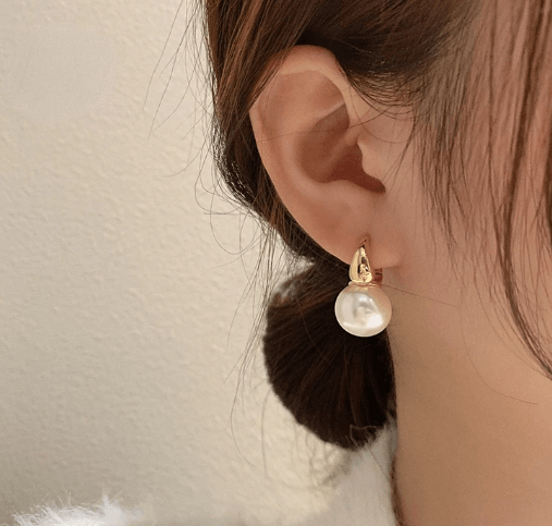 Dainty Gold Pearl Dangle Earrings - SubhagAlankar