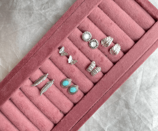 Mini Oxidised Silver Studs (Pack of 6) - SubhagAlankar