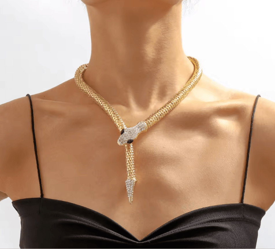 Rhinestone Serpent Necklace - Statement - SubhagAlankar