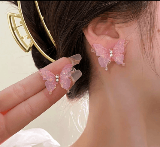 Aurora Pink Butterfly Stud - SubhagAlankar