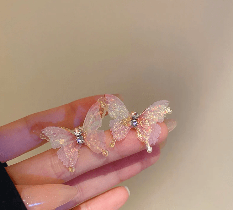 Aurora Pink Butterfly Stud - SubhagAlankar