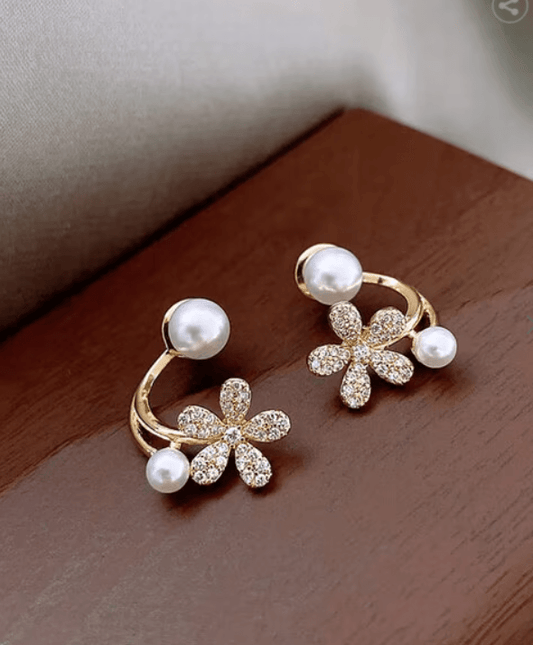 Minimalist Floral Pearl Stud - SubhagAlankar