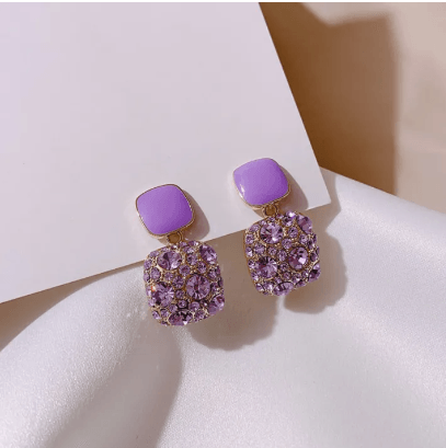 Elegant Purple Stone Drop Earring - SubhagAlankar