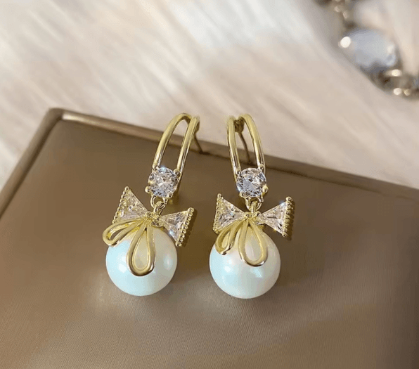 Luxe Bow Pearl Drops - SubhagAlankar